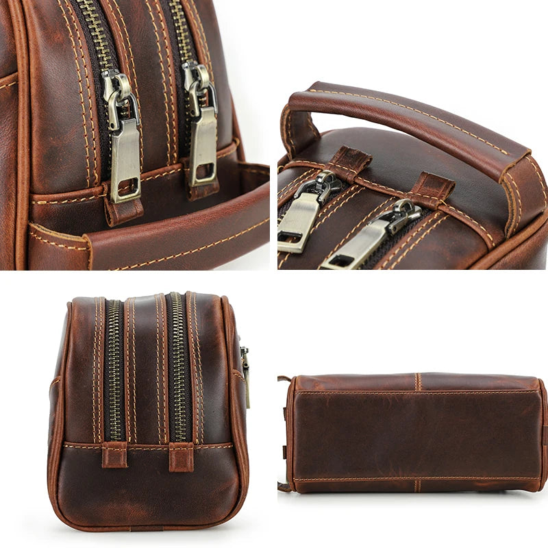 Mens leather washbag